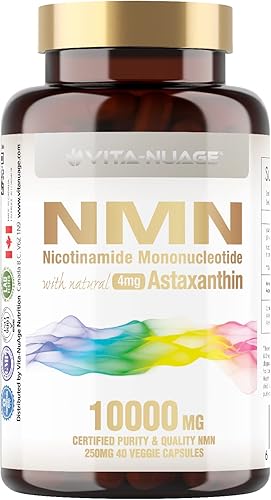 1 x NMN 30 cápsulas de 125 mg Certificado NMN Vita-Age Certified NMN - Mononucleótido de nicotinamida astaxantina - Energy NAD antioxidantes dobles