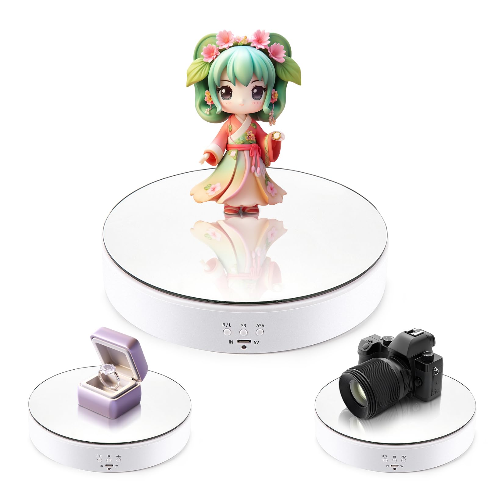 直径195mm(ホワ 5kgの重量もOK 低騒音 フィギュア展示用/撮影用 高速