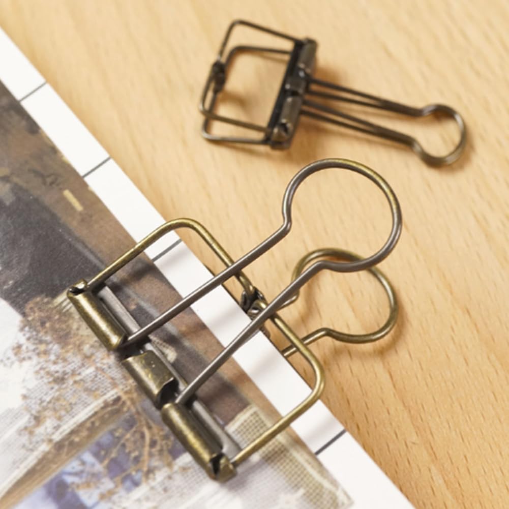 30 Stück Foldback Klammern, 51mm Metall Hohl Binder Clips Mehrzweck Lange Schwanzklammer für Zuhause, Schule, Büro und Bastelprojekte (Bronze)