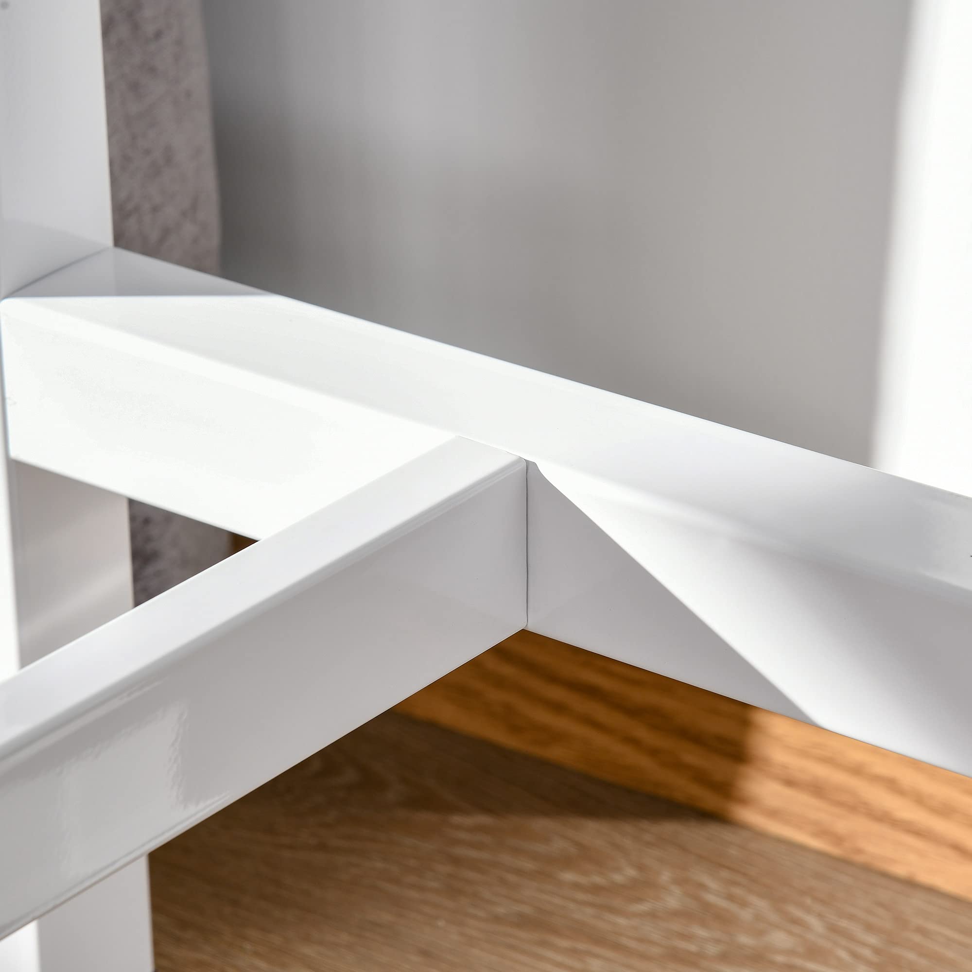 HOMCOM Table de Bar Table Haute de Cuisine Mange-Debout - dim. 120L x 40l x 100H cm - châssis piètement Acier, Plateau Aspect marbre Blanc