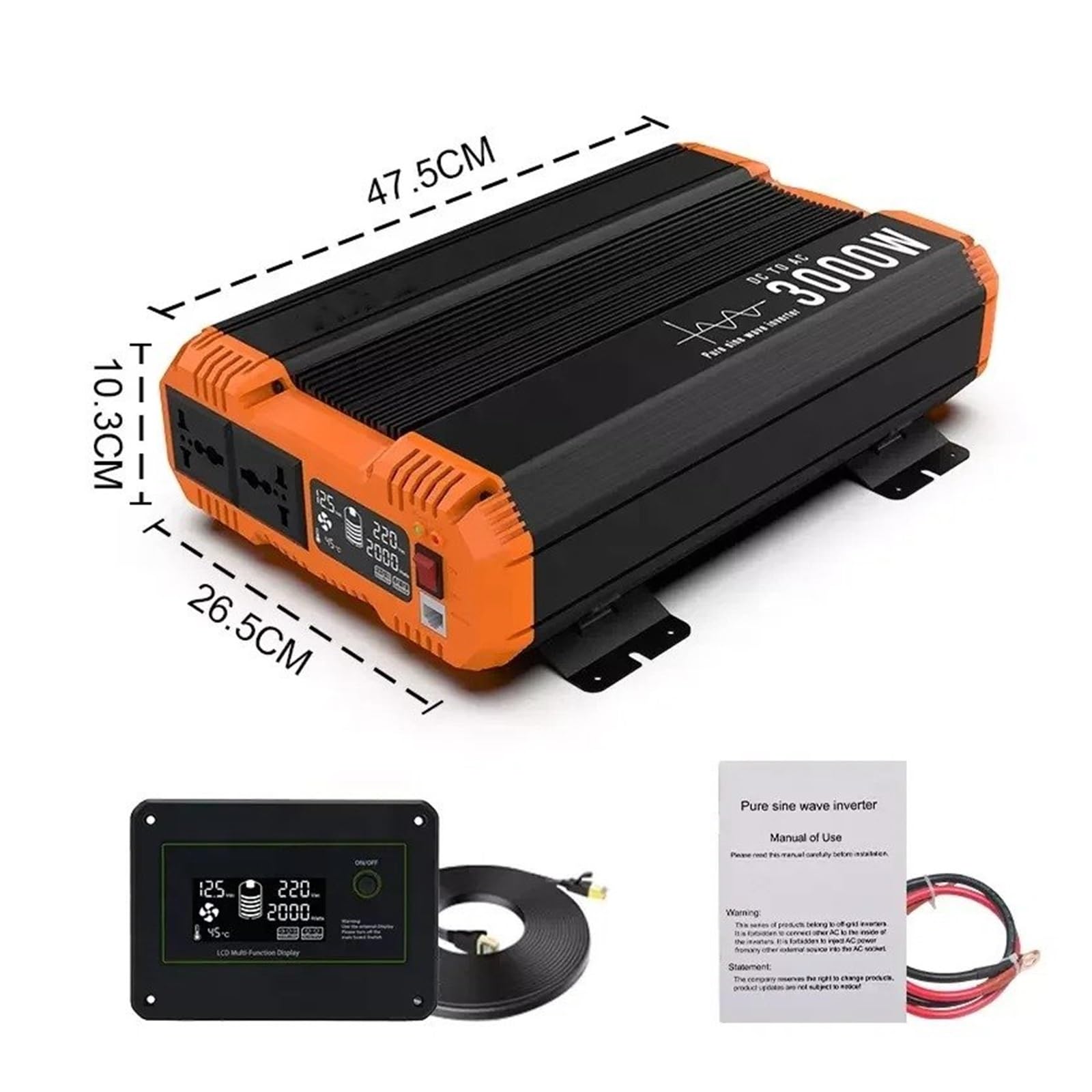 Inversor Onda Sinusoidal Pura 12 V/24 V/48 V A 220 V/230 V 7000 W Potencia Continua 3500 W con Control Remoto Ideal para El Hogar Autocaravana Convertidor(48V,3500W-50HZ)