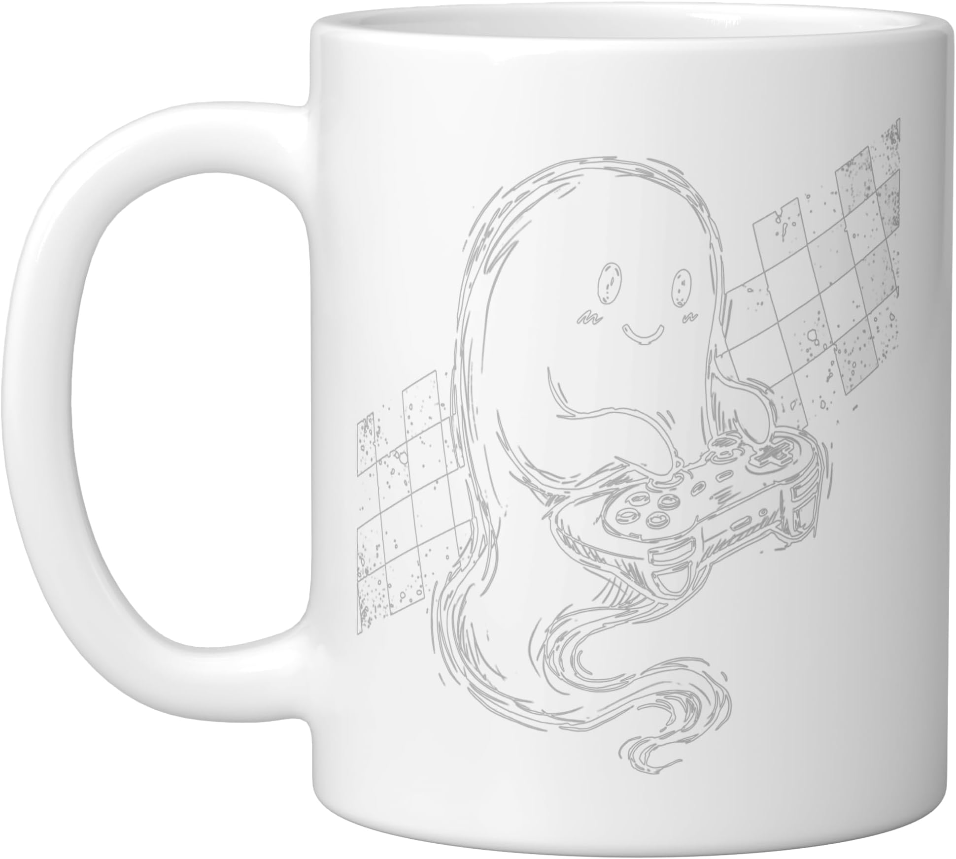 Halloween Ghost Gamer Video Gaming Boys Men Kids Ceramic Mug, White