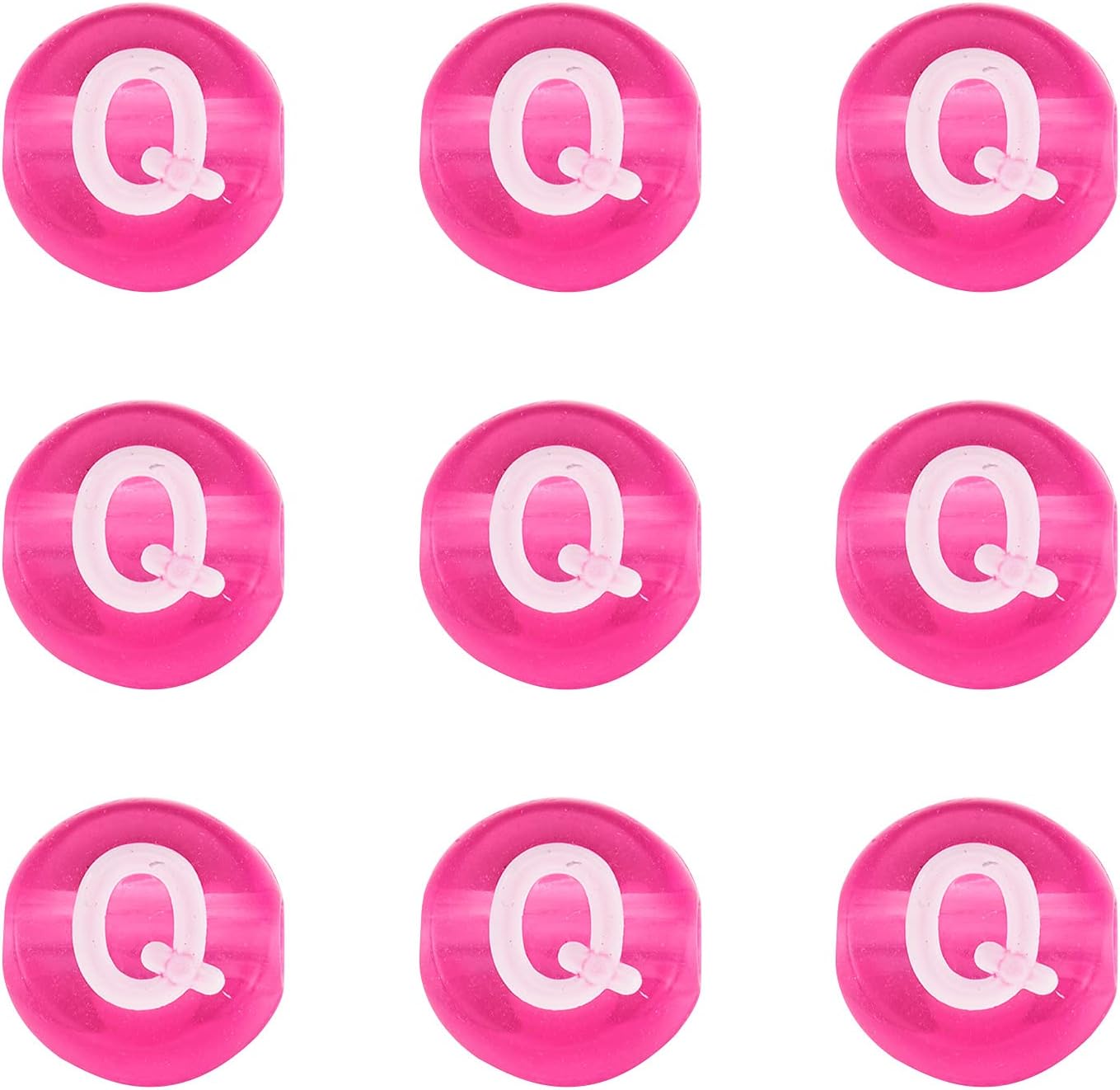 370pcs Transparent Acrylic Alphabet Letter Beads 7mm Flat Round Disc Coin A-Z White Letter Pattern Loose Spacer Beads Charms for DIY Necklace Bracelet Jewelry Making, Magenta - Image 2