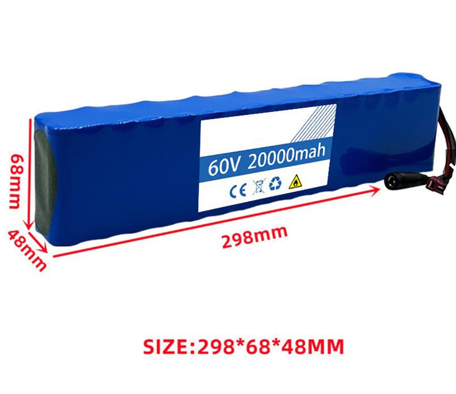 60V 20Ah Batterie pour Vélo Électrique avec Chargeur 60V 16S2P Batterie Trottinette Électrique Batterie PVC Imperméable pour 200W 350W 500W 800W Moteur