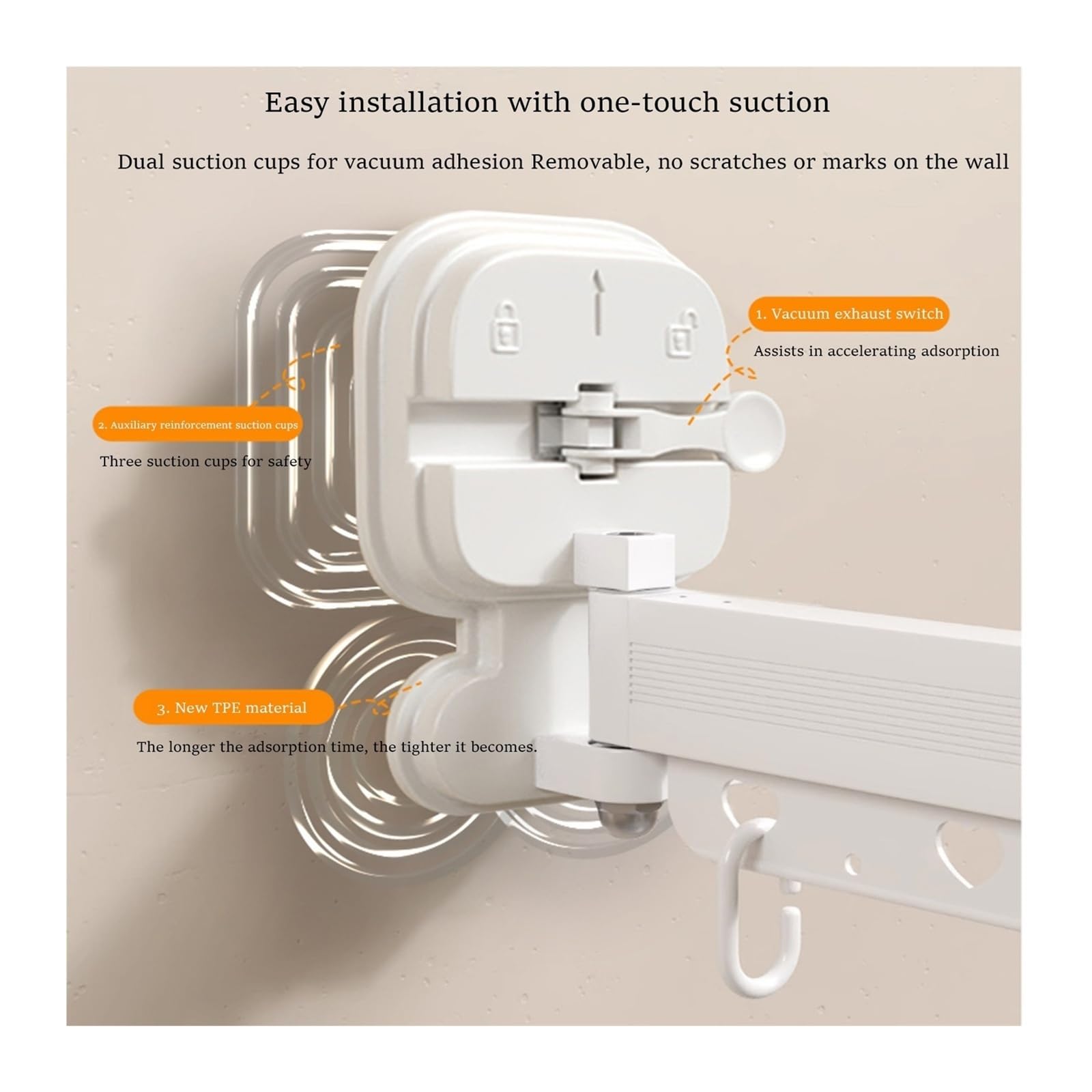 Varillas extensibles ajustables e impermeables para ducha, plegables, sin perforaciones, para baño, ahorro de espacio, invisibles, color blanco, 120 x 200 cm (ancho x alto)