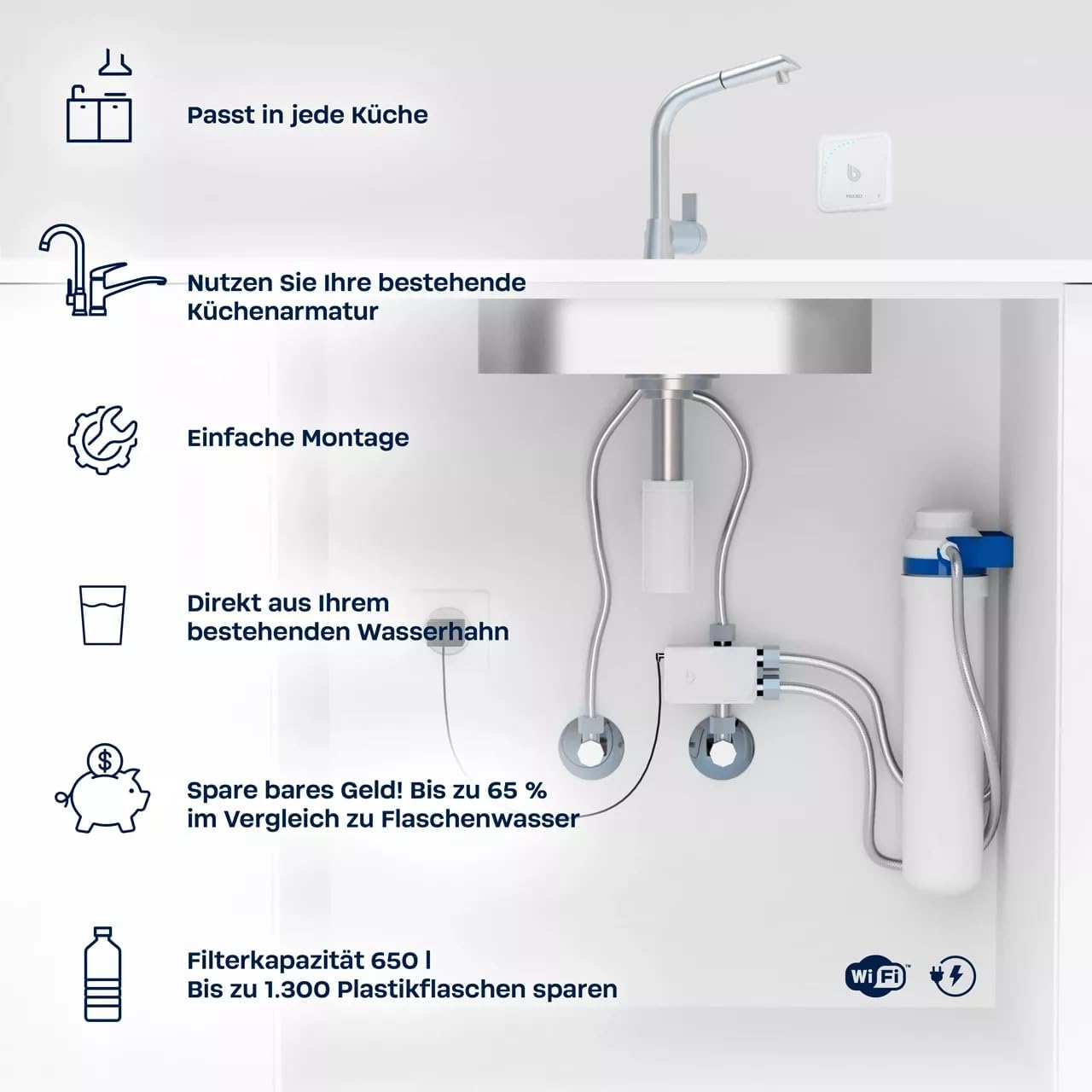 BWT MIXXO PERFECT TASTE Starter Kit | Wasserfilter Wasserhahn | inkl. Filterkartusche, gefiltertes oder ungefiltertes Wasser auf Knopfdruck, direkt aus dem Wasserhahn