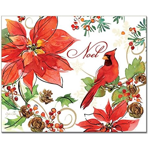 Counter Art Joyous Poinsettia Glass Cutting Board, 15" x 12" Cover