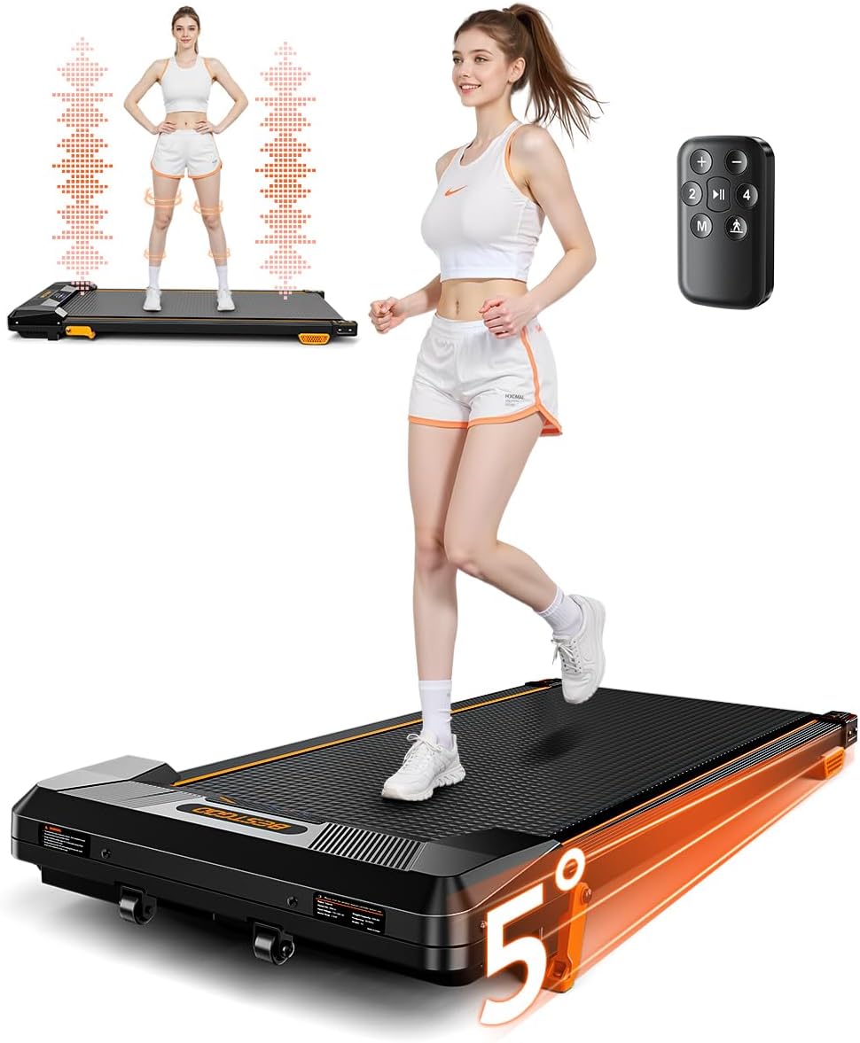 Walking Pad Treadmill, BestGod Incline Under Desk Treadmill 330lbs Capacity, 2.5HP Portable Treadmills for Home, Compact Treadmills Mini Running Machine with Remote Control