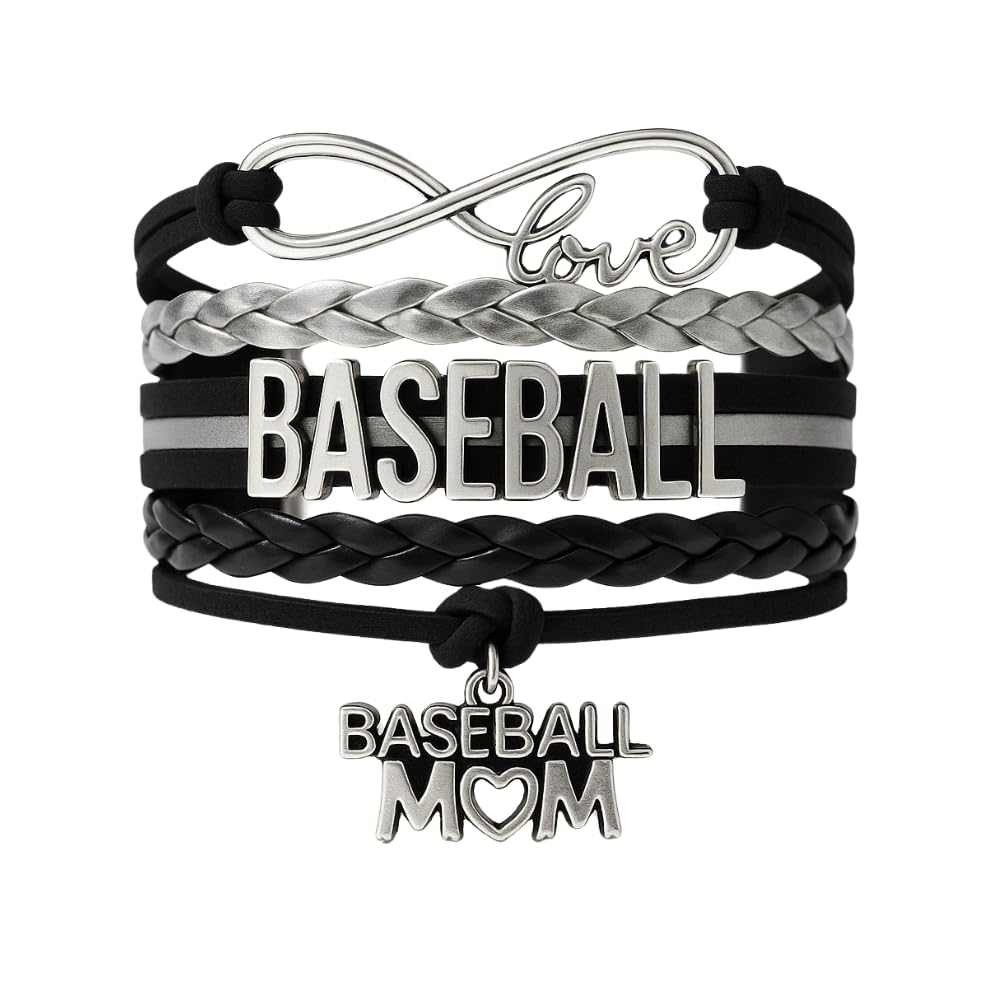Infinity Collection Mom Charm Bracelet - Baseball Jewelry for Moms - Gift for Player's Moms