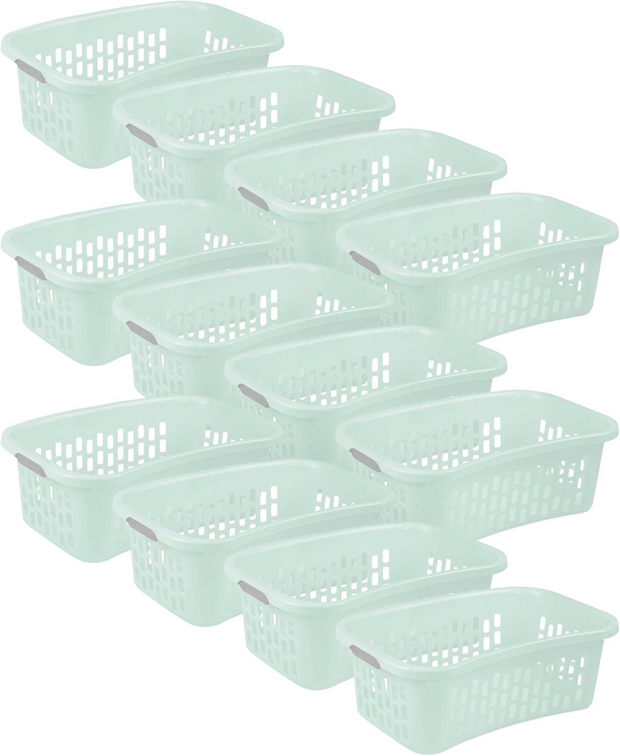 Sterilite 6 Pack HipHold Laundry Basket, Plastic Rectangle Clothes Hamper with Comfort Grip Handles & Reinforced Rim, 1.5 Bushel Capacity, White