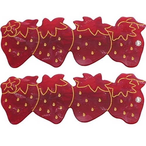 2pcs Red Strawberry Hair Clip for Bangs, Cute Fashionable Style