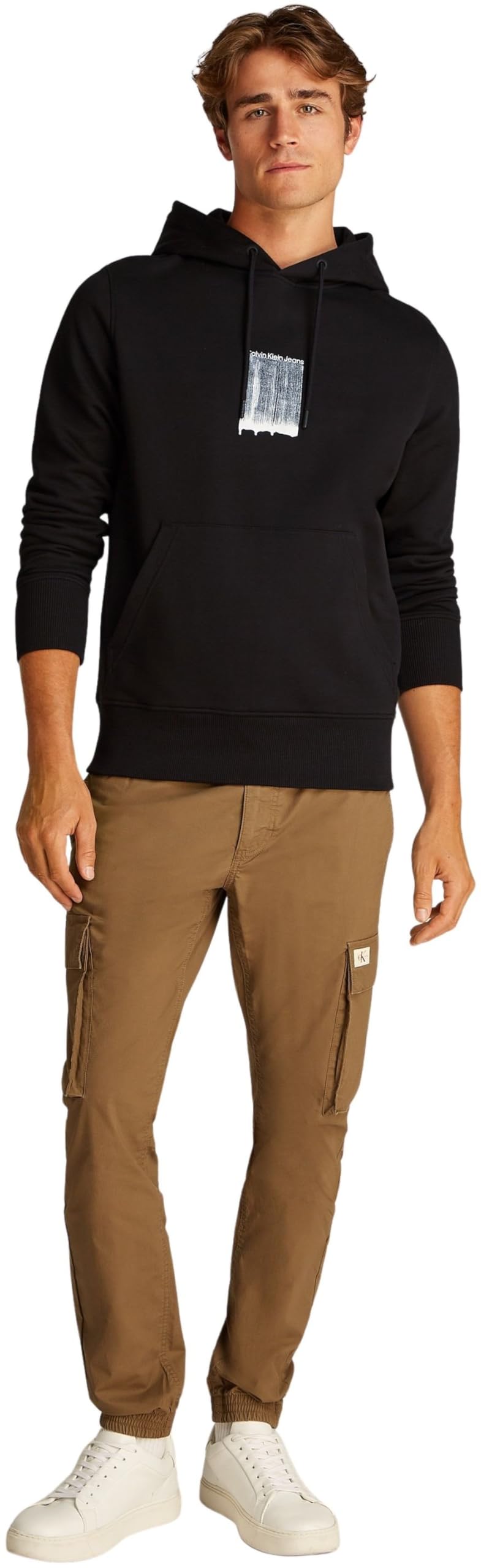 Calvin Klein Hoodie Hombre Brush Stroke Graphic de algodón