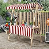 ZIGTUEI Marktstand Imbisswagen, Faltbarer Verkaufsstand, Mobiler Imbisswagen, Marktstand-Ausstellungsständer für Outdoor, für Straßen-/Bauernmärkte/Handwerksausstellungen(Red,150cm/59in)