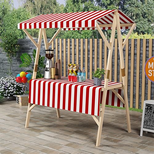 Carrito de alimentos portátil con toldo, soporte plegable para eventos al aire libre, mercados de comida callejera, 120 cm, puesto de exhibición móvil rojo