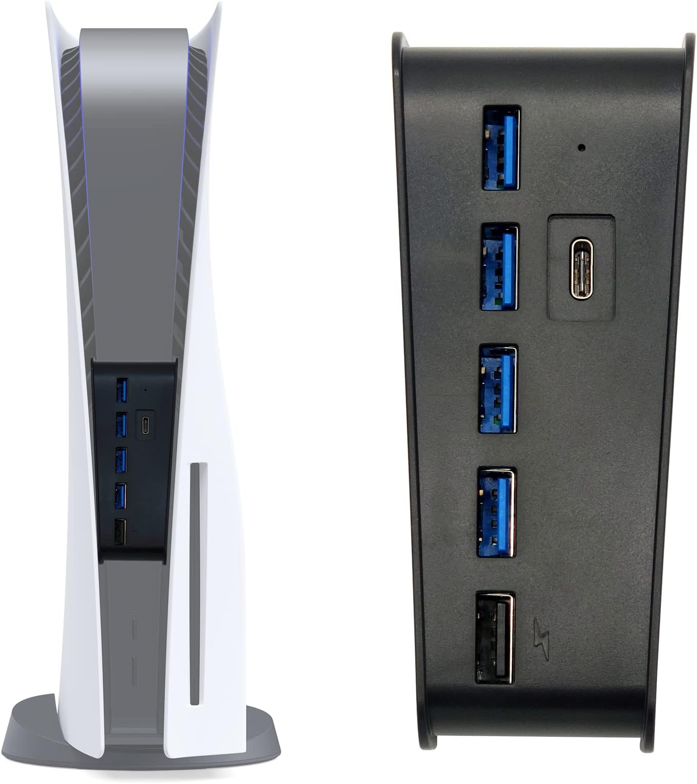 AnkeyUSB Hub for PS5, 5 Port USB High-Speed Expansion Hub Splitter Charger Extender Compatible with PS5 PlayStation 5 Console