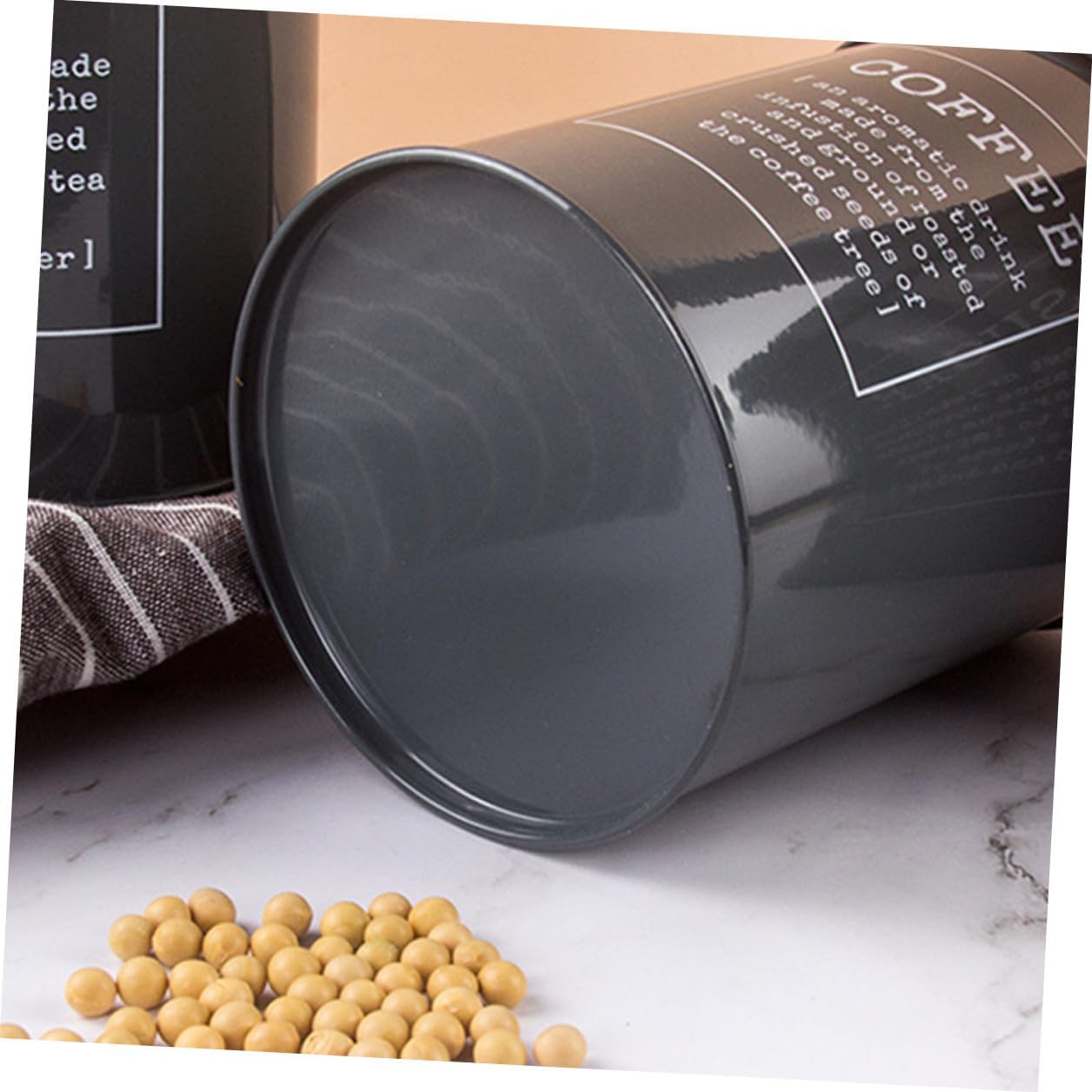 SECFOU Nordic Style Food Storage Jars Set 3pcs Grey Iron Coffee Beans Canister and Tea Leaf Jar with Lid Airtight Kitchen Containers for Sugar and Tea Organization Random Style