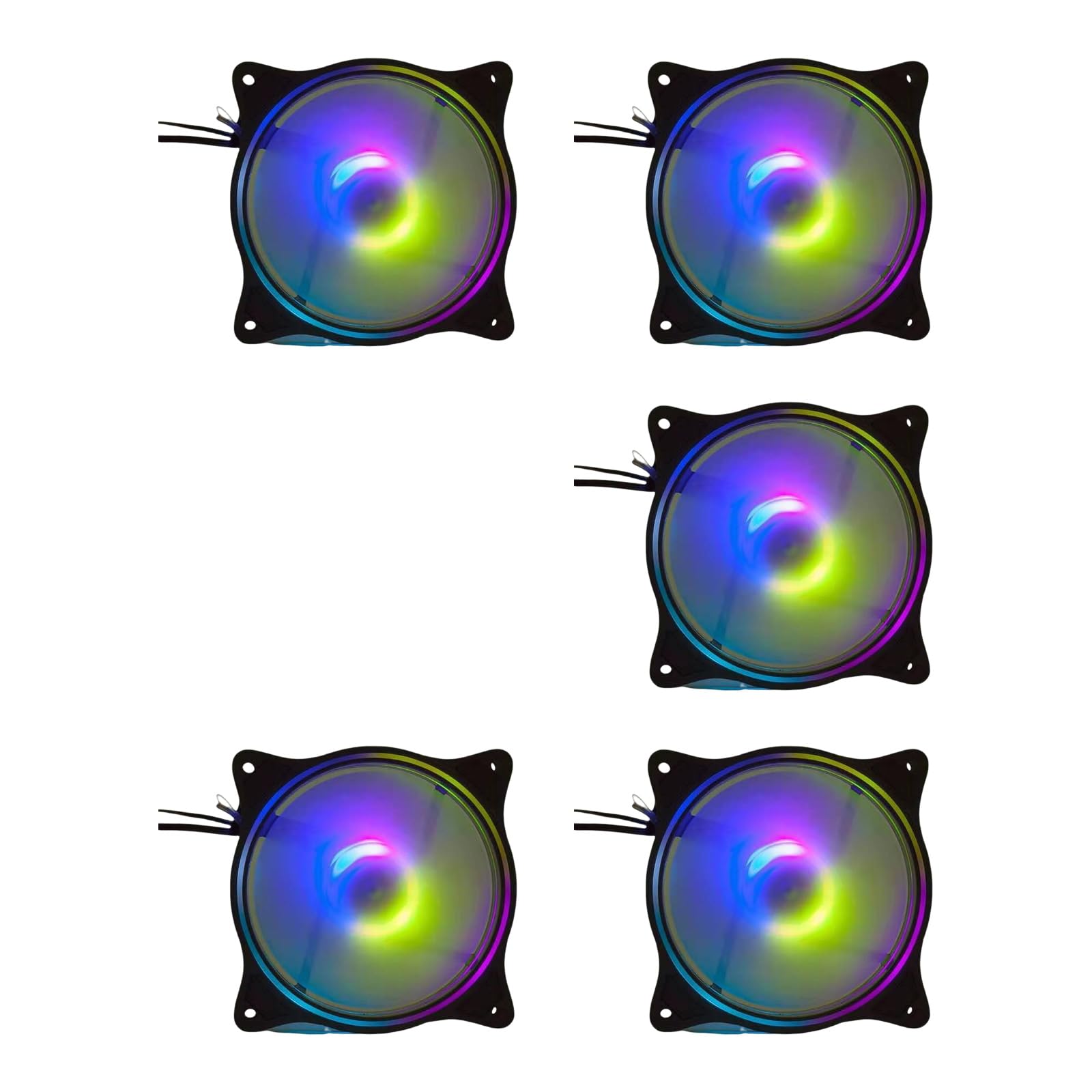 Ventilador de caja de RGB con ajuste automático Iluminación LED de lados 1500 RPM Velocidad variable Operaciones silenciosas de 20 Compatibilidad Construcción de ABS Silenciosos de