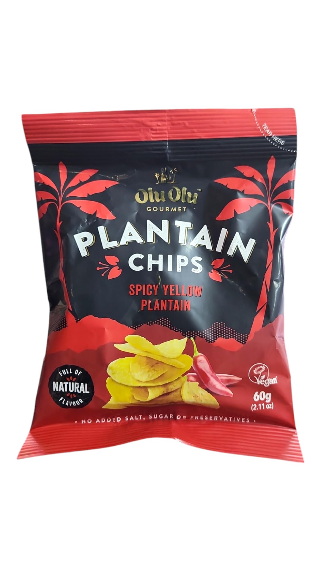 Olu Olu Yellow Plantain Chips Chili Flavor - Pack of 4