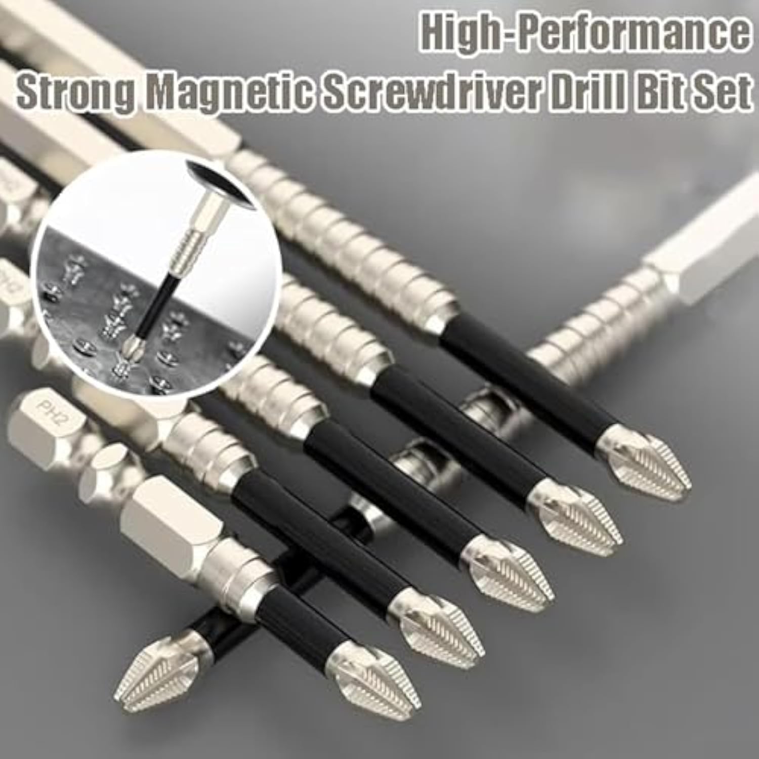 K5 Anti Slip Bit,k5 impact resistant non slip bit, High-Magnetic Screwdriver Drill Bit Set, Anti-Slip Magnetic Electric Screwdriver Set, 1.97, 2.56, 2.95, 3.94, 4.72, 5.91in (12)