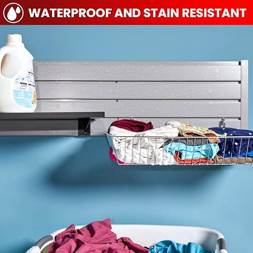 Miniatura 7 de Slatwall Panel organizador de pared de garaje estante de pared de PVC resistente montado en la pared, paneles de pared de listones entrelazados para