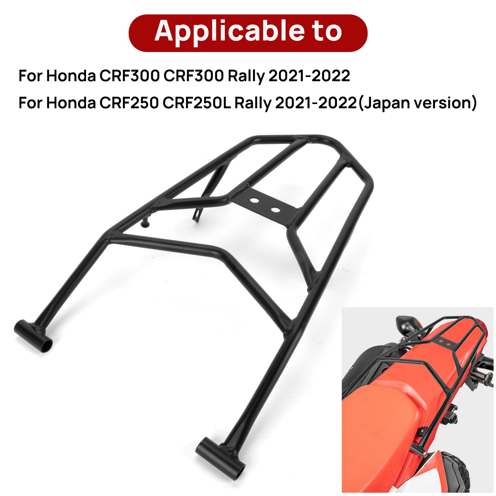 PSLER CRF300L Rear Rack - Motorcycle Cargo Carrier Luggage Storage Tail Racks Compatible with CRF 300L Rally 2021 2022 2023 2024 2025