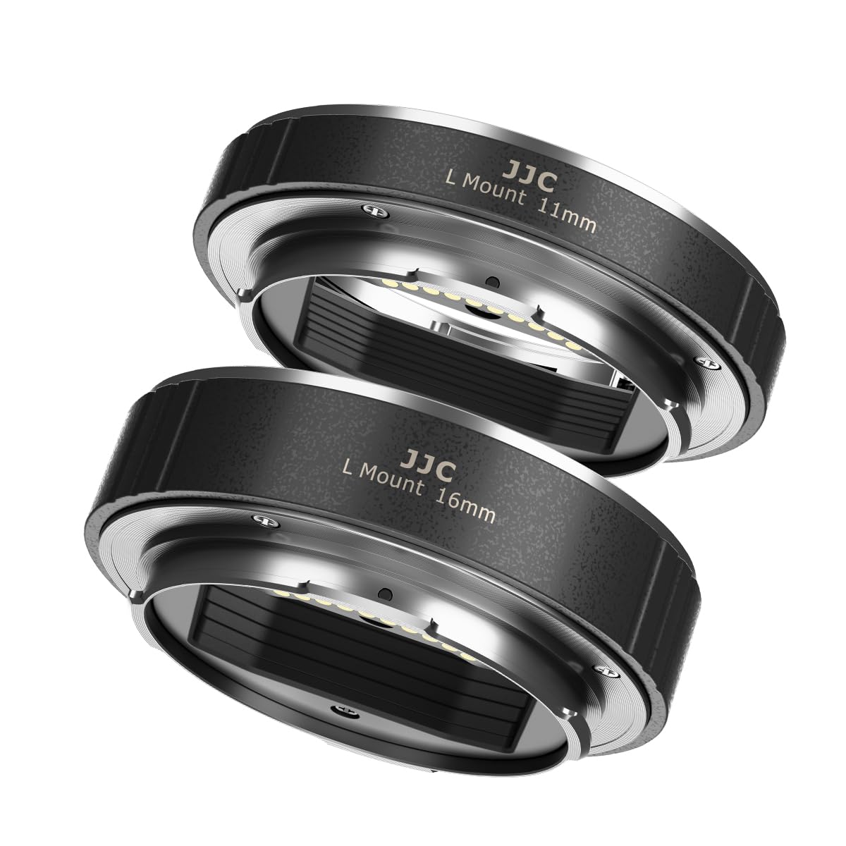 JJC Tubo di prolunga macro (11 mm + 16 mm) messa a fuoco automatica per fotocamere con obiettivo Panasonic/Sigma/Leica con attacco a L, set di copriobiettivo posteriore