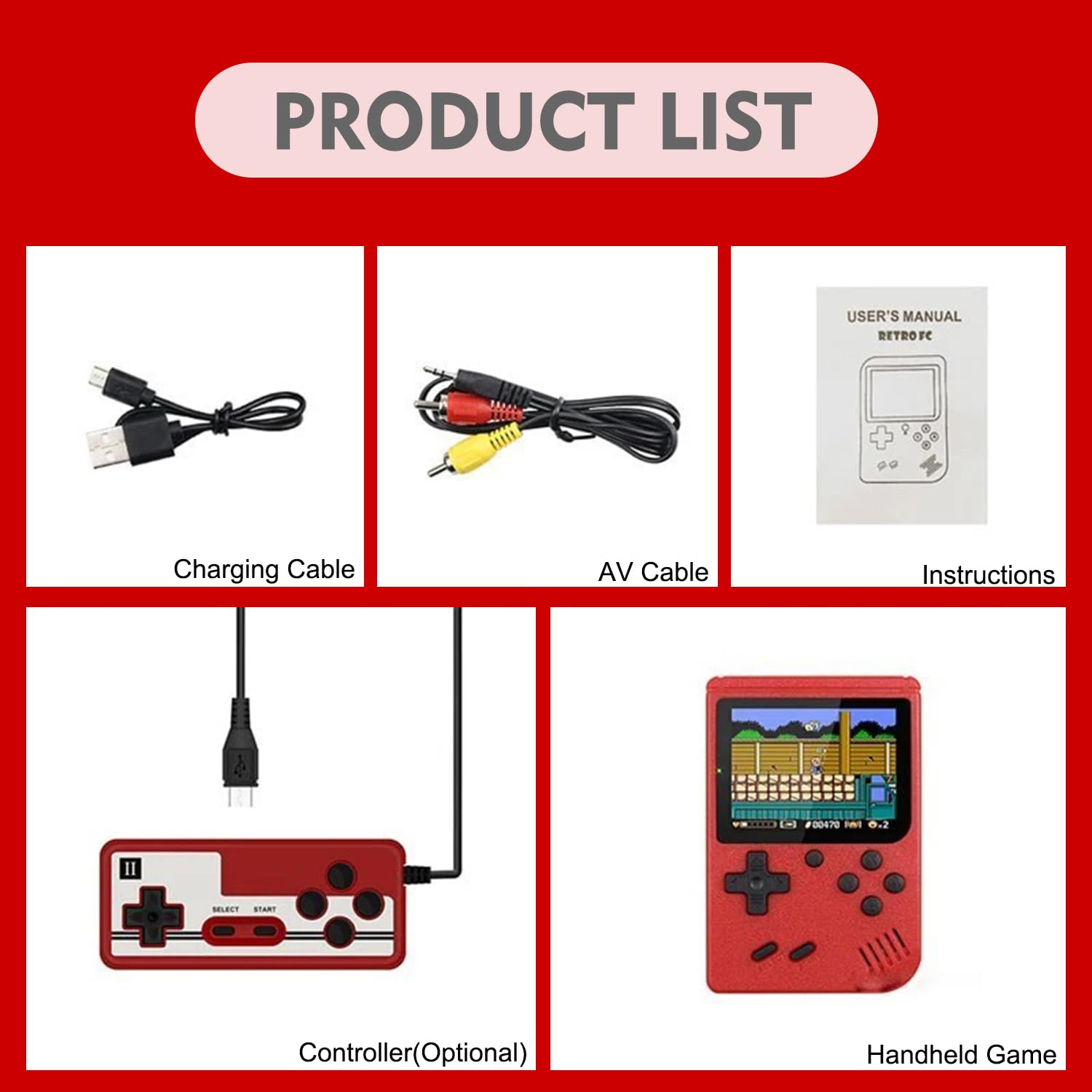 Hbaid Console de jeu portable, mini lecteur de jeu avec 500 jeux classiques, écran couleur de 3,0 pouces, support de connexion TV, deux joueurs, batterie 1020 mAh Hbaid Console de jeu portable, mini lecteur de jeu avec 500 jeux classiques, écran couleur de 3,0 pouces, support de connexion TV, deux joueurs, batterie 1020 mAh