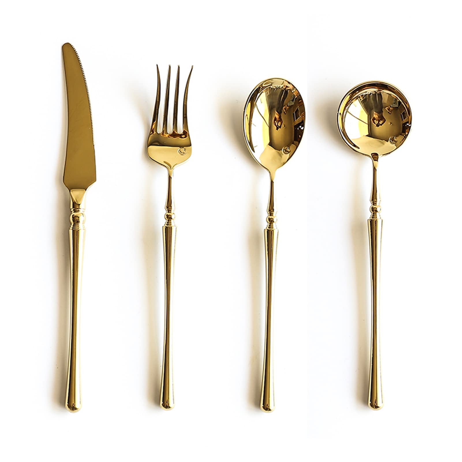Ensemble de Couverts de fête en Acier Inoxydable doré, Couverts de Table polis Miroir, Couteau et Fourchette, Outils de Cuisine, Ensemble de Couverts de Cuisine Exceptionnel