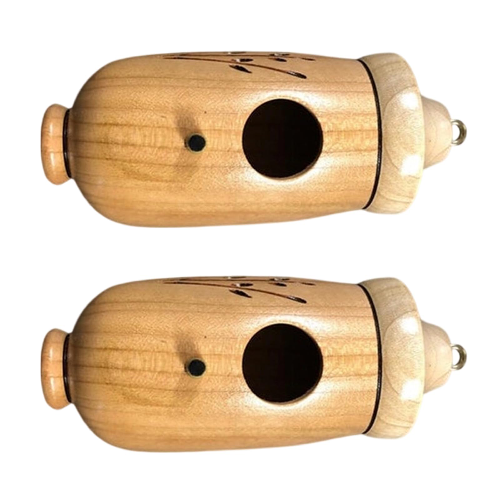 NEWFT 2lots Artistic Hand Carved Hummingbird Bird Feeder Durability Beech Wood Small Bird Nesting Box for Nature Lover