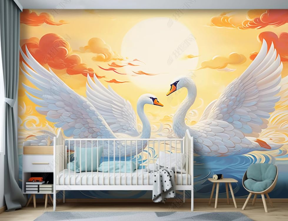 Poster géant mural cygnes pour créer un salon chaleureux et cocooning
