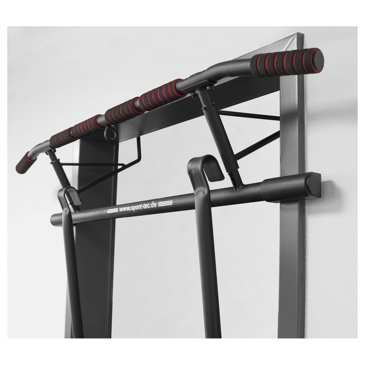 Sport-Tec Dip-Station für Türreck Klimmzugstange - Klappbar, stabile Erweiterung für Dips, Brust- & Bauchtraining, gepolsterte Griffe