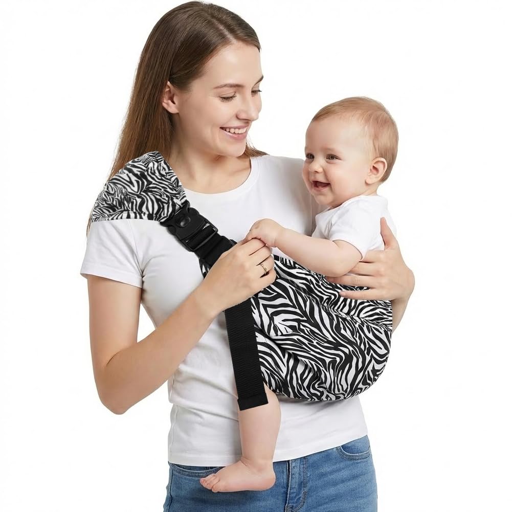 Porte Bebe Toddler Réglable, Echarpe de Porte-Bébé Latéral Respirant avec Sangles Antidérapantes Conception de Sac à Dos Enveloppante avec Boucle pour Nouveau-Né Jusqu'à 3-36 Mois, Zèbre