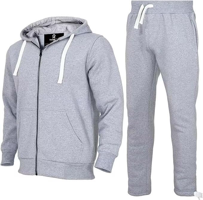 R RAMBLER 1985 Men's Track suit set Thick Fleece Hoodie Sweatsuit 2 pieces,casual winter warmer outfit