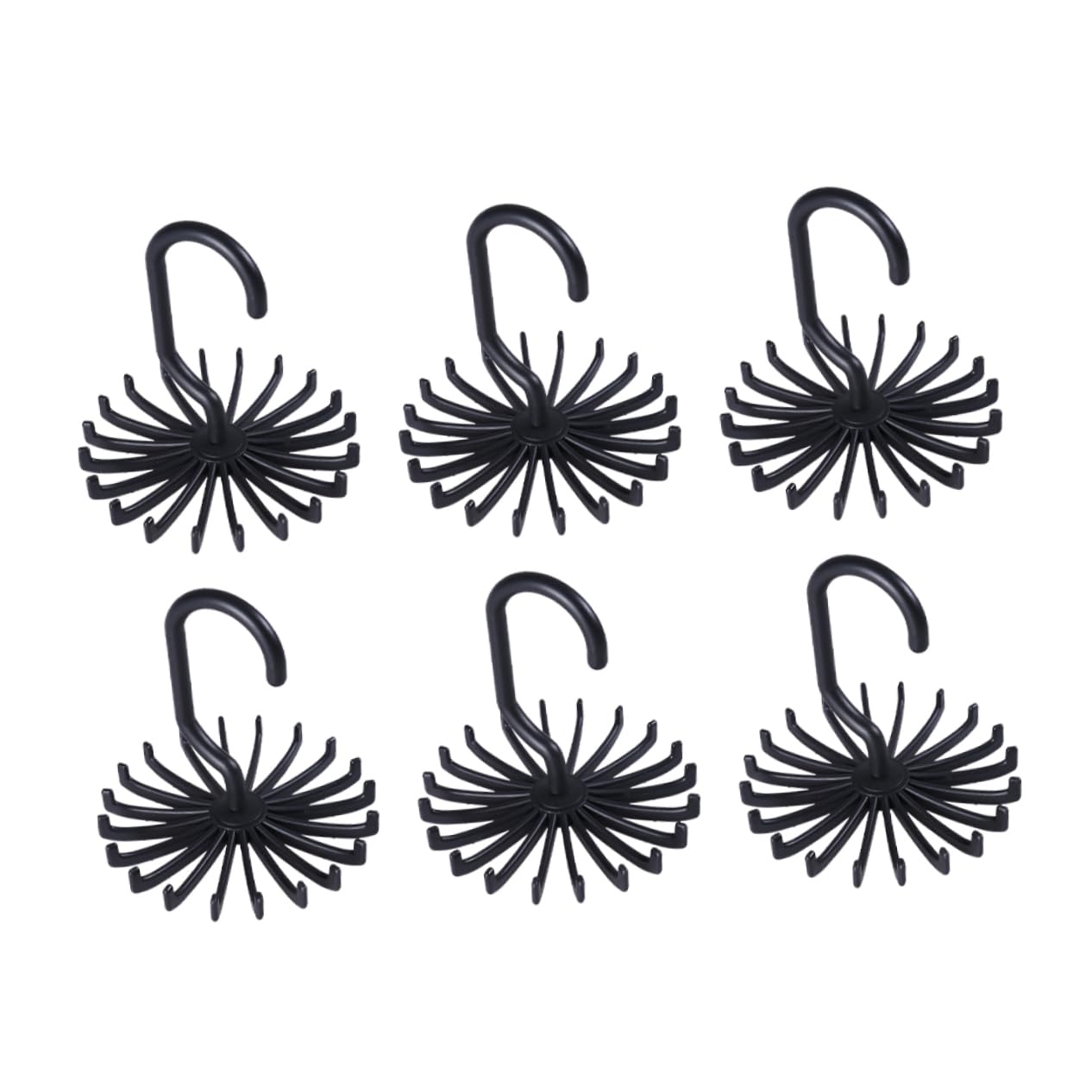 Cabilock 6Pcs Non Slip Rotating Tie Hanger Rack for Ties Scarves Space Saving Organizer for Closet Black Design for Men Women