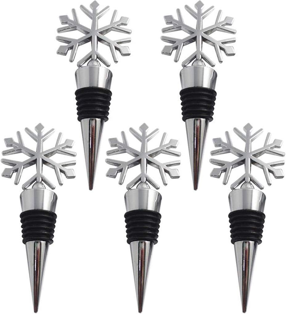 5pcs Metal Christmas Snowflake Bottle Stopper Wine Storage Cap Plug Reusable Vacuum Sealed