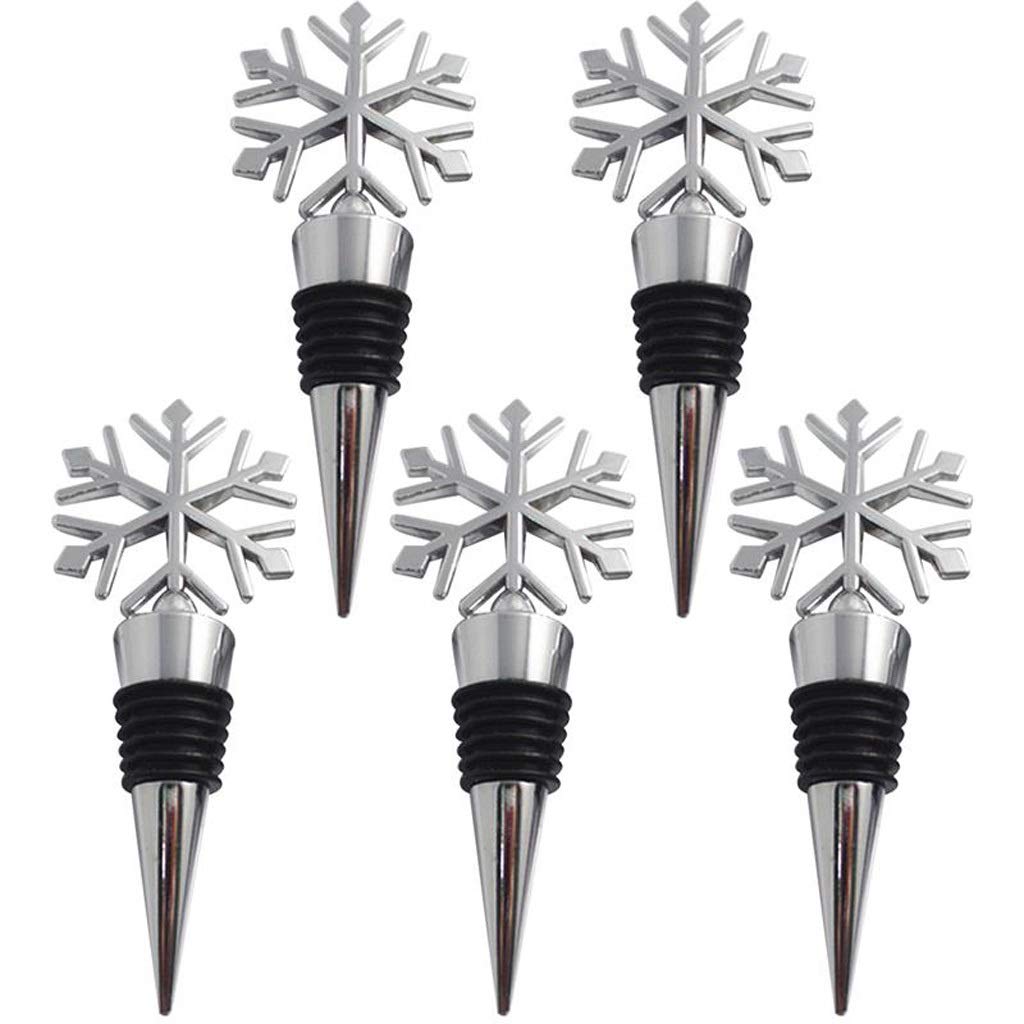 Bouchon de vin de Noël flocon de neige lot de 5 pièces idéal pour offrir aux amateurs de vin