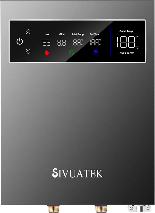 14kW Tankless Water Heater Electric 240V, Sink & Shower,Gray