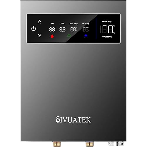 14kW Tankless Water Heater Electric, SIVUATEK 240V Instant On-Demand Hot Water Heater, 2 Point of Use, Self-Modulating, ETL Certified, Endless Water Supply for Home