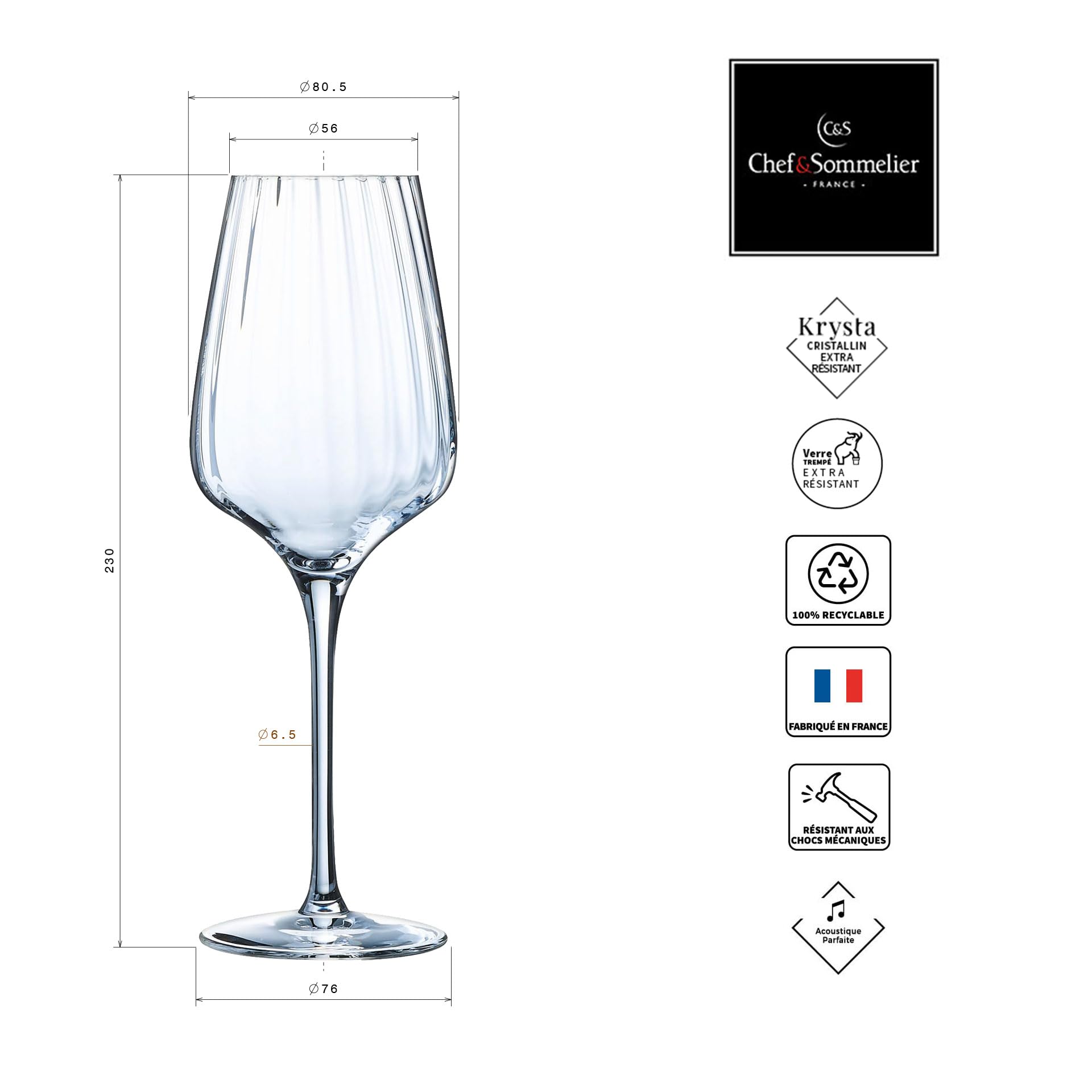 Chef&Sommelier, Weingläser, Symétrie, 58 cl, 6er Set | Ultrafestes Krysta-Kristallglas, Weinkelche mit Stiel für die Verkostung, spülmaschinenfest, dauerhafter Glanz