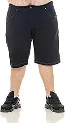 Bermuda Masculina Plus Size Jeans Preto com Barra Virada