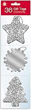 36 Silver Glitter and Luxury Foil Xmas Gift Tags With Thread