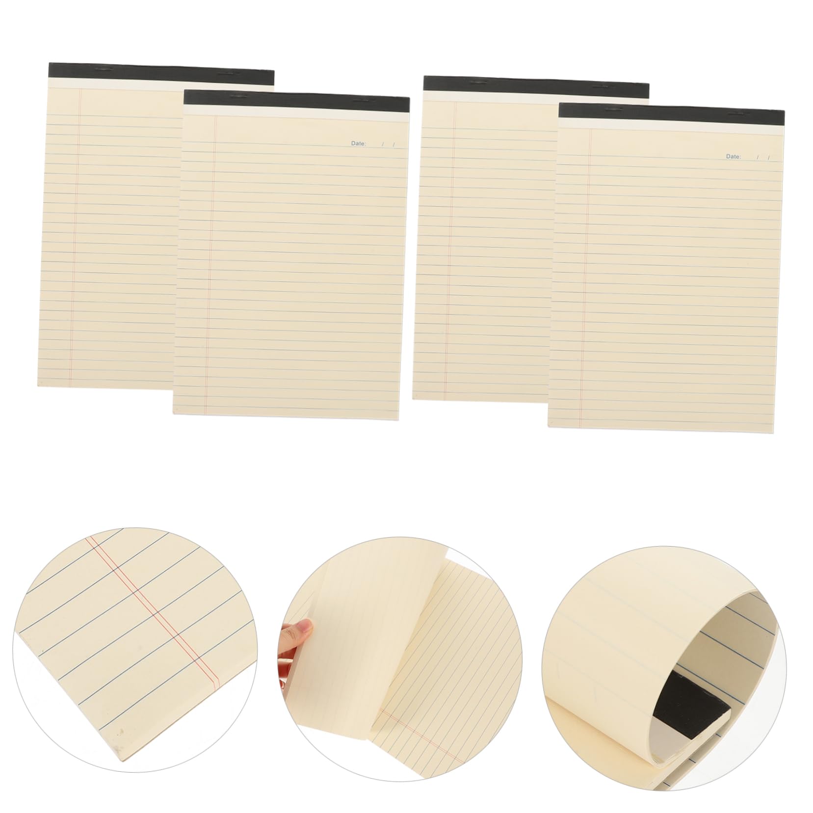 Cuaderno de Notas Legal A4 Beige de Papel, 4 Piezas para Oficina | Hojas Rasgables, Planificación y Tareas, Papel Grueso, Fácil de Guardar