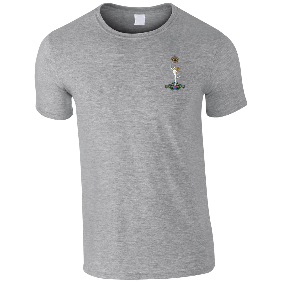 HiViz Kings Embroidered Royal Corps of Signals Royal Signals Men's Tshirt British Army Insignia MOD Embroidery ** 9 Colours Available ** (UK, Alpha, M, Regular, Regular, Grey)