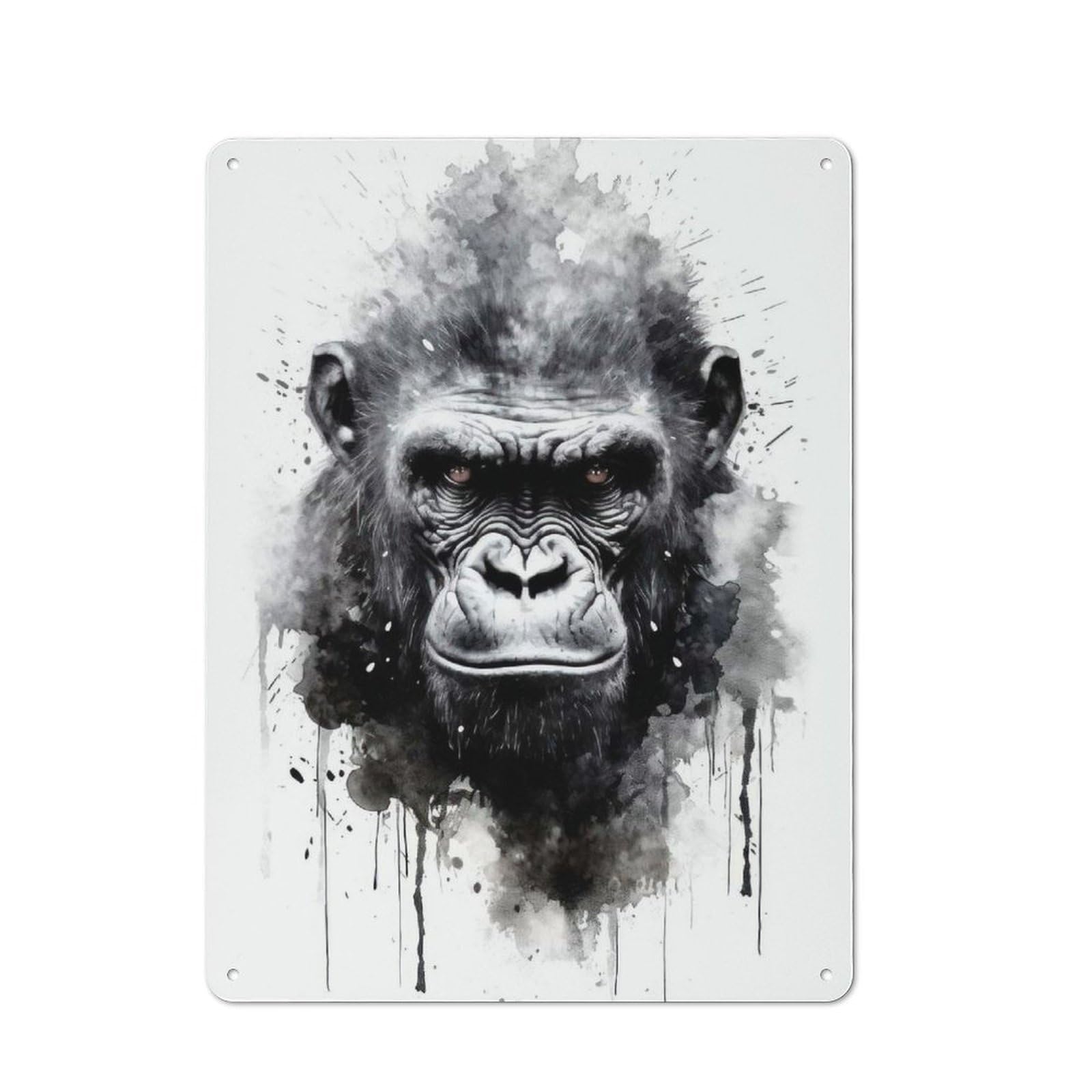 Gorilla Beauty Watercolor Industrial Metal Sign 40x30cm, Clean Industrial Loft Wall Plaque for Modern Home, Workshop, Office Or Cafe