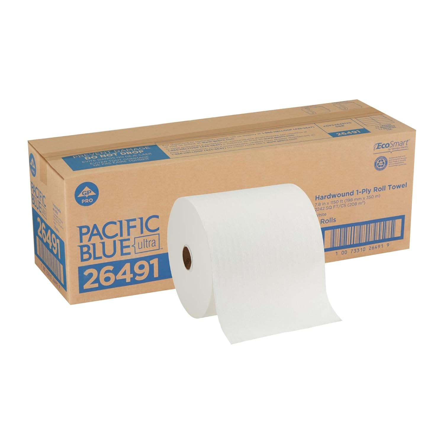 Georgia-Pacific Blue Ultra 8'' High-Capacity Recycled Paper Towel Rolls by GP PRO (Georgia-Pacific), White, 26491, 1,150 Linear Feet Per Roll, 3 Rolls Per Case