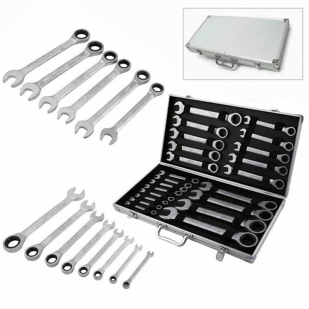 Set di chiavi a cricchetto, set di chiavi a cricchetto, 6-32 mm, 22 pezzi in valigia, chiavi inglesi, utensili manuali, per uso commerciale o occasionale
