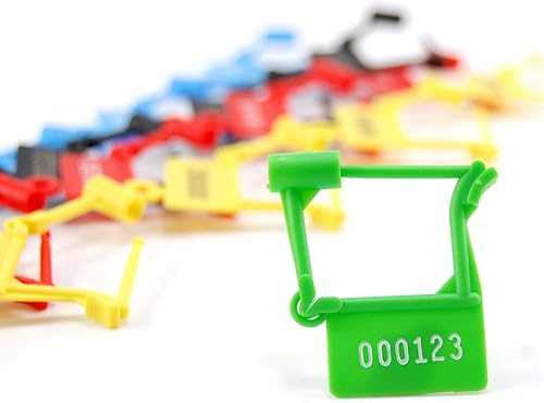 Miniatura 3 de Sellos de plástico verde para candado, etiquetas de seguridad numeradas, desechables, autobloqueantes, sellos médicos a prueba de manipulaciones