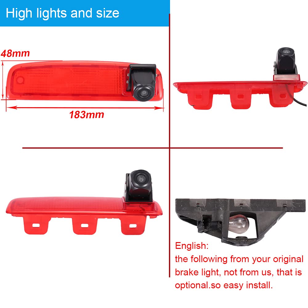 Monitor retrovisore da 4,3" + luce del freno, telecamera posteriore HD, set di ricambio per Renault Dacia Dokker Logan MCV Express Kasten 62180802 89037432 8200690117 8200690118 62180801 89037431