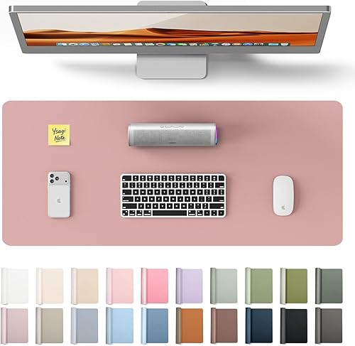 Miniatura 20 de YSAGi Protector de escritorio de piel, alfombrilla de oficina, alfombrilla grande para ratón, alfombrilla antideslizante de piel sintética, Azul