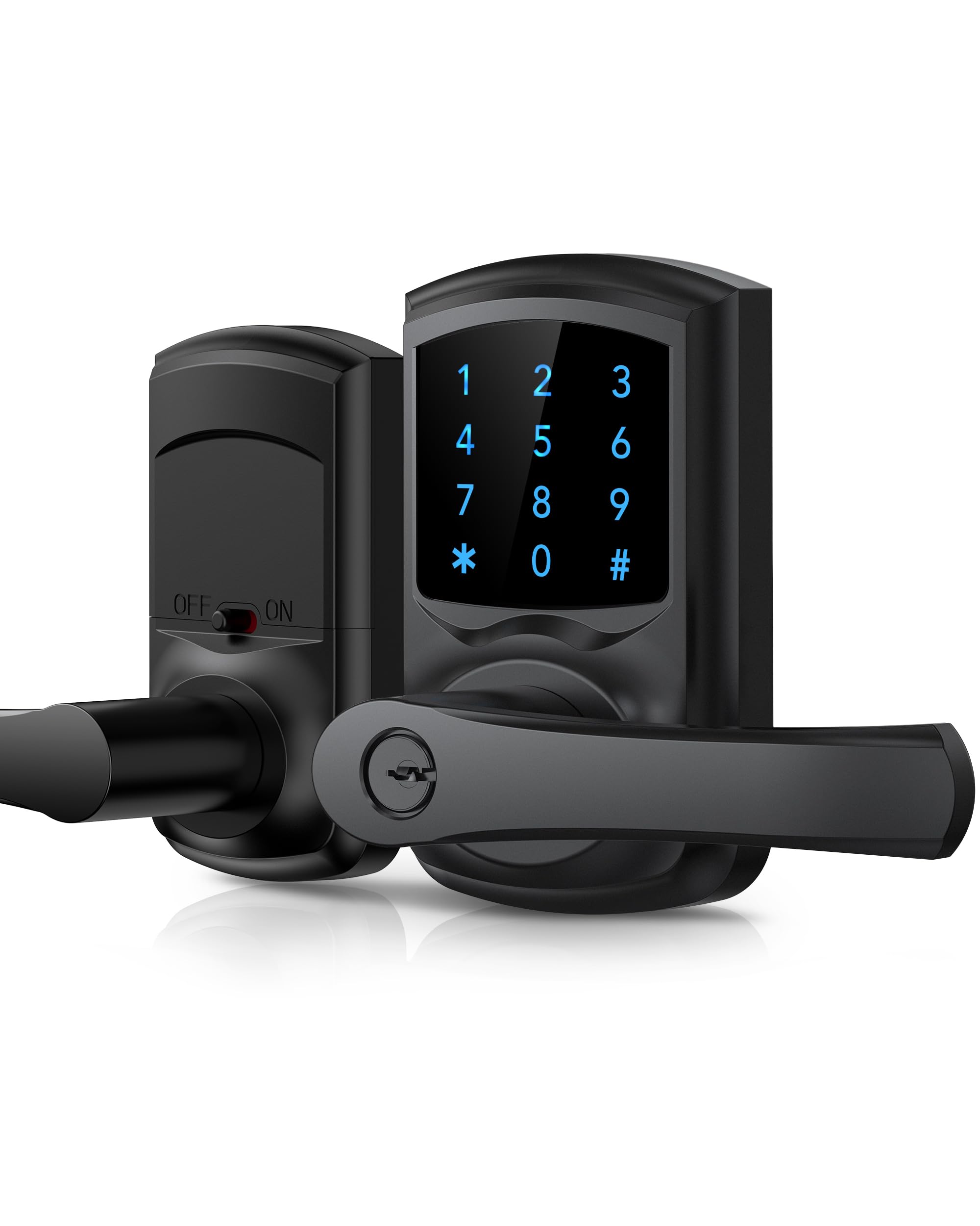 Photo 1 of Hidalife Keyless Entry Door Lock, Smart Locks for Front Door, Keypad Door Knob with Handle, Touchscreen, One-Touch Toggle for Passage Mode, Matte Black